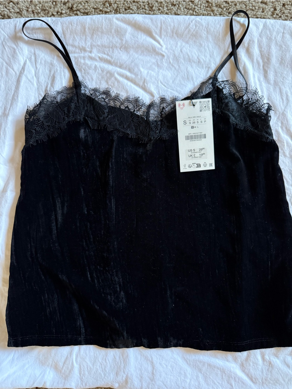 Zara Black Lace-Trim Camisole Slip